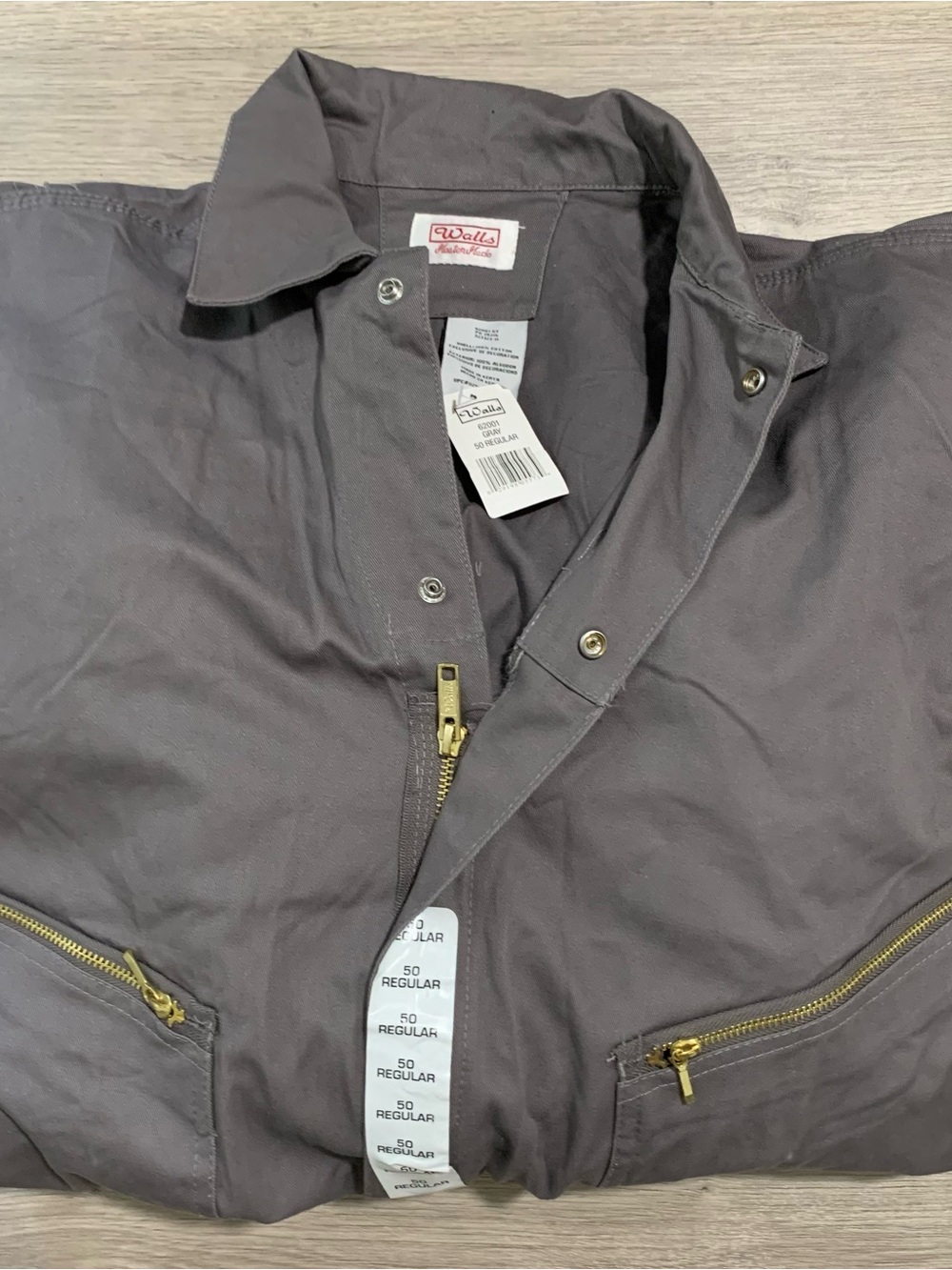 Walls Men’s Gray Work Overalls Mens size 50 NEW